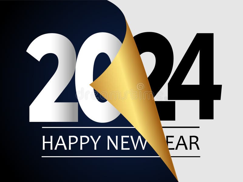 Happy New Year 2024 Greeting Card Design Template. End of 2023 and