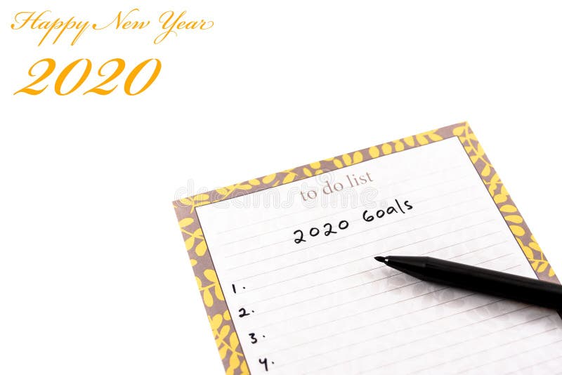 Happy new year 2020 greeting card or template with text on white background stock photo