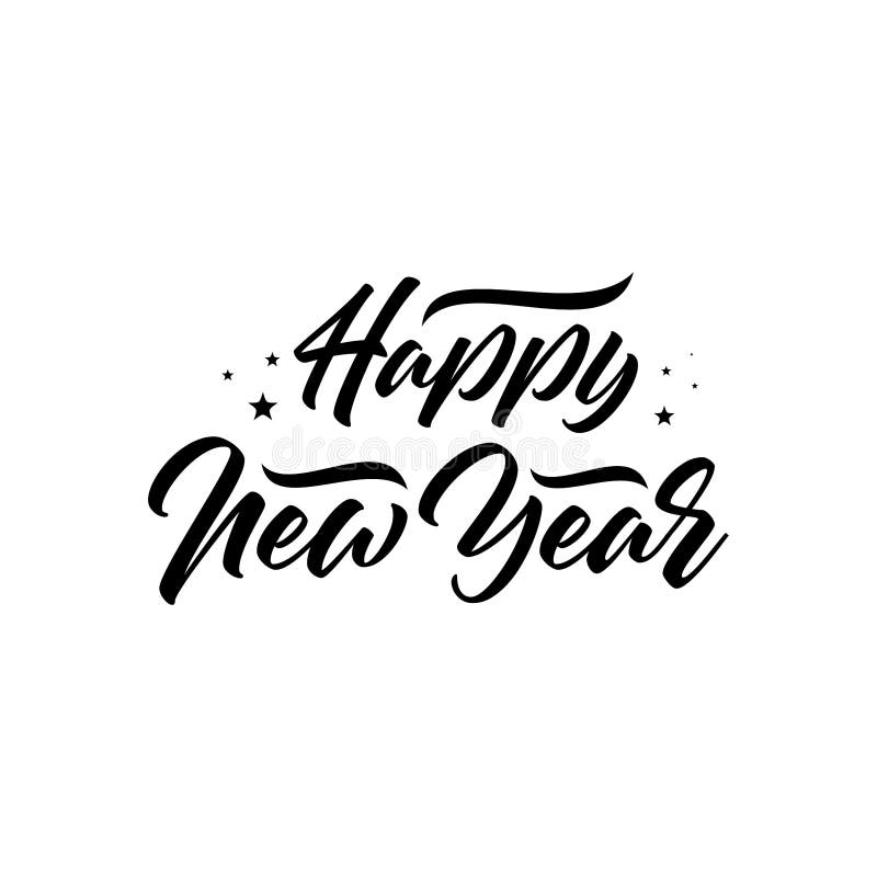 Happy New Year Hand-lettering Text. Handmade Vector Calligraphy
