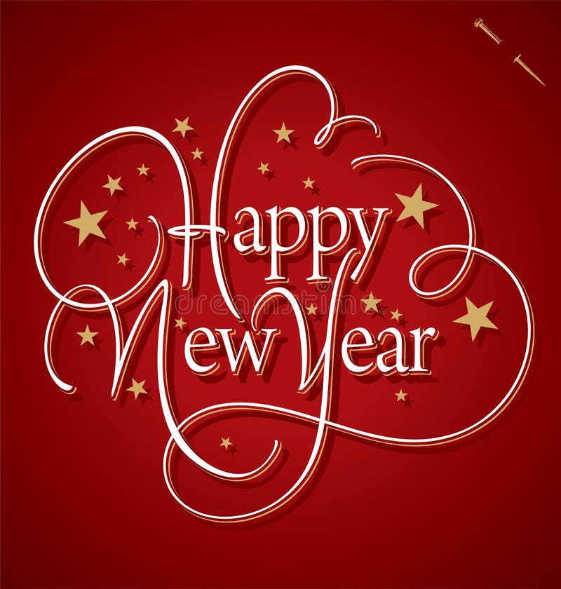 Happy New Year hand lettering (vector) .