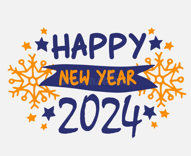 Happy New Year Holiday Abstract Blue and Orange Design Stock Vector