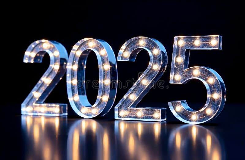 Happy new year 2025 horizontal banner with ice numbers royalty free illustration