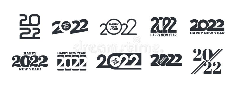 2022 Happy New Year Logo Different Variations Text Design Templates Set ...