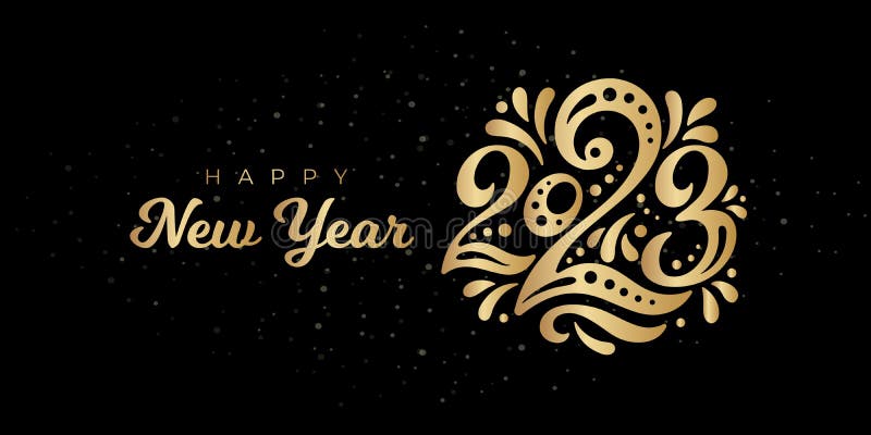 Happy New Year 2023. The Logo Of Number 2023 Is In Russian Style With Curls. Vector Web Banner ...