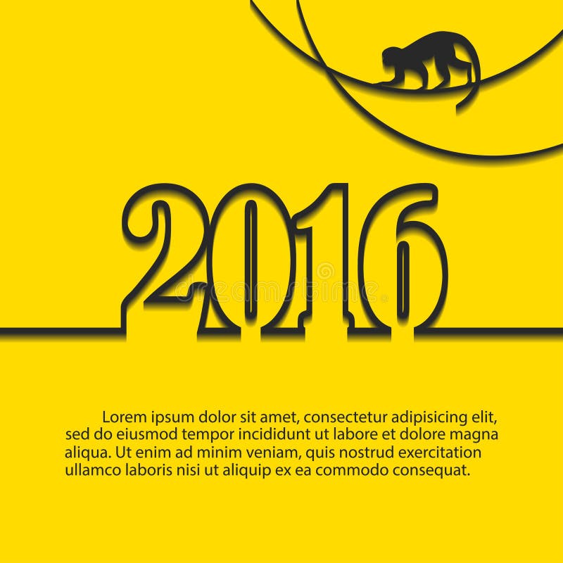 Happy new year monkey. yellow background stock illustration