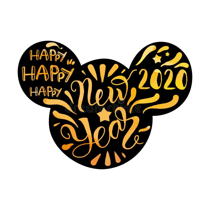 2020 Happy New Year on Mouse Head Form Banner