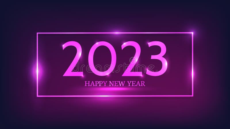2023 Happy New Year Neon Background Stock Vector - Illustration of