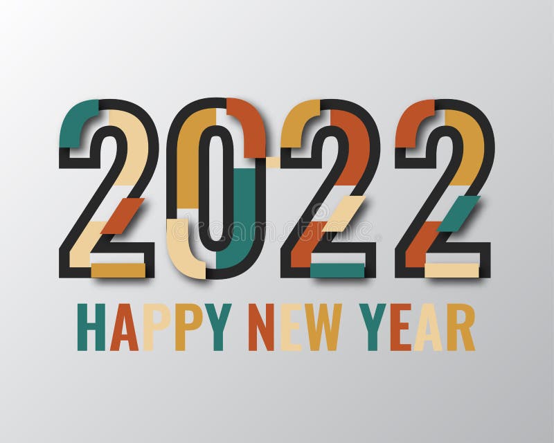 2022 Happy New Year. Numbers Digatal Technology Style. Vector Linear ...