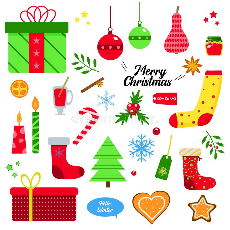 Set of Christmas elements. Happy New year set. royalty free illustration