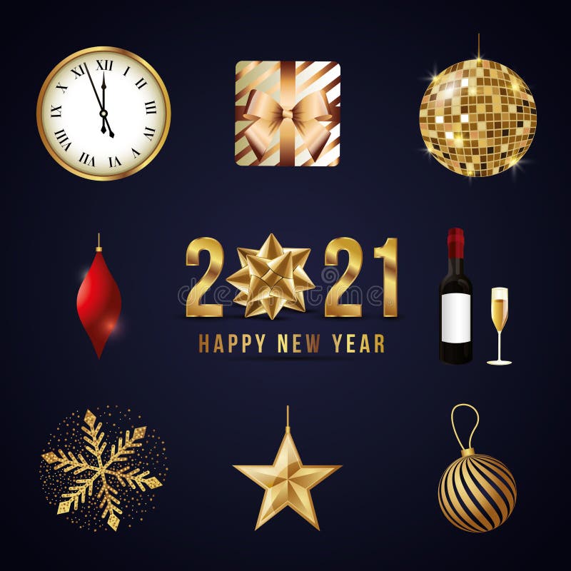 2021 Happy New Year Merry Christmas Xmas Holiday Sale Decoration Snowflake Winter. Stock Vector