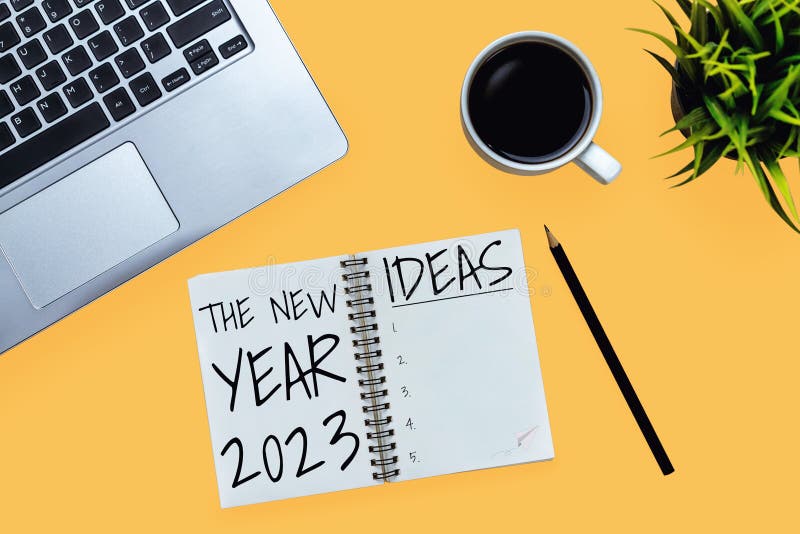 2023 Happy New Year Resolution Goal List and Plans Setting Stock Photo