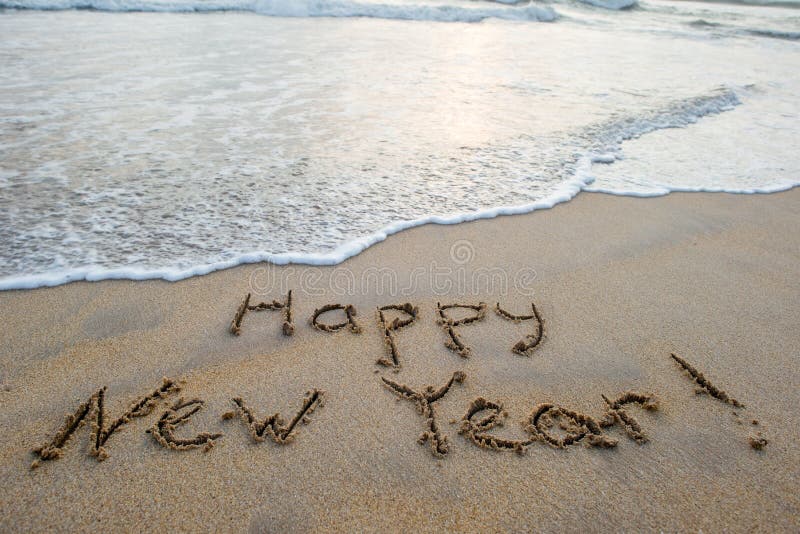 Happy New Year Sign on Beach Stock Image Image of scenery, seasonal