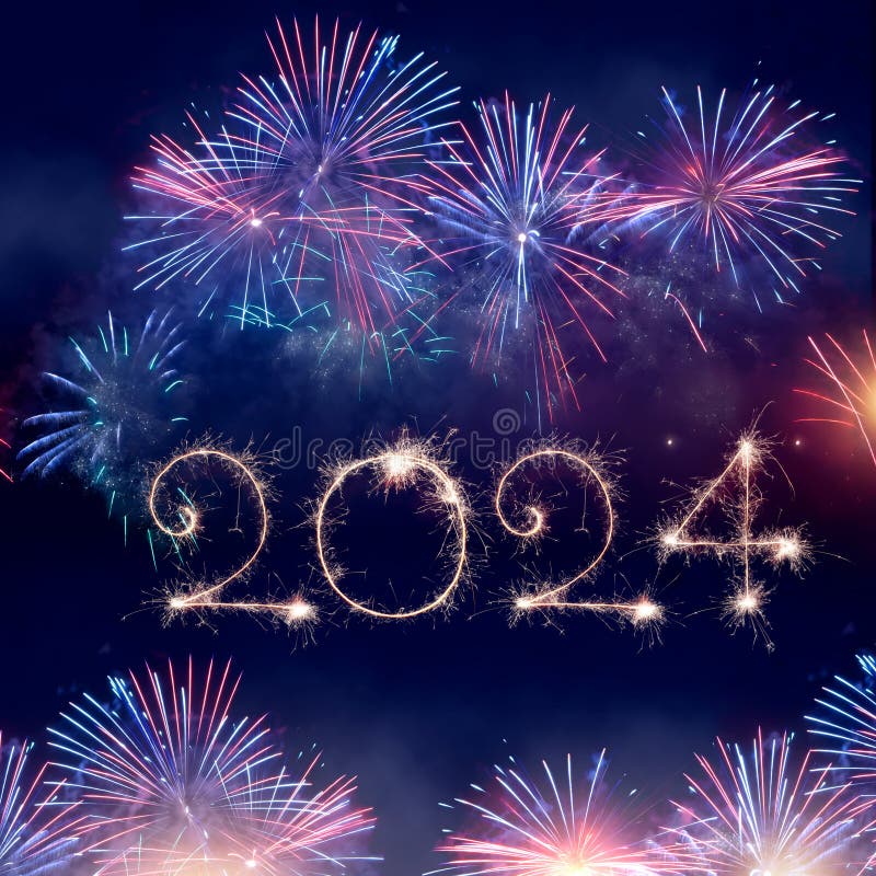 Happy New Year 2025. Sparkling Burning Numbers Year 2025 with Beautiful