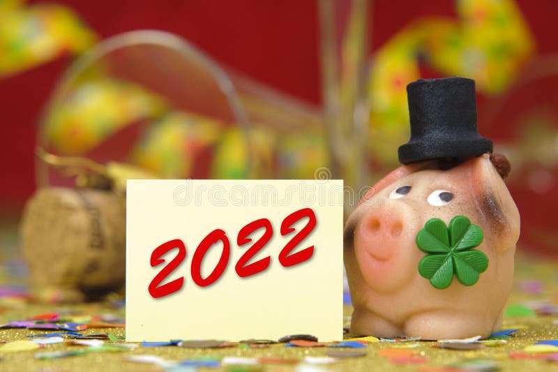 Happy new year 2022 with talisman stock photo