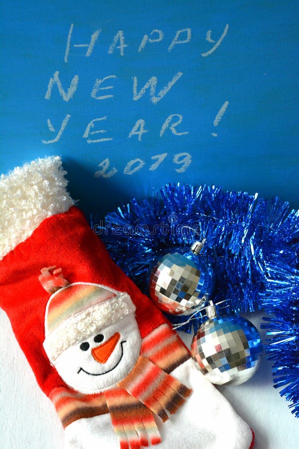 Happy New Year 2019 text blue background royalty free stock image Happy New Year 2019 text blue background royalty free stock image