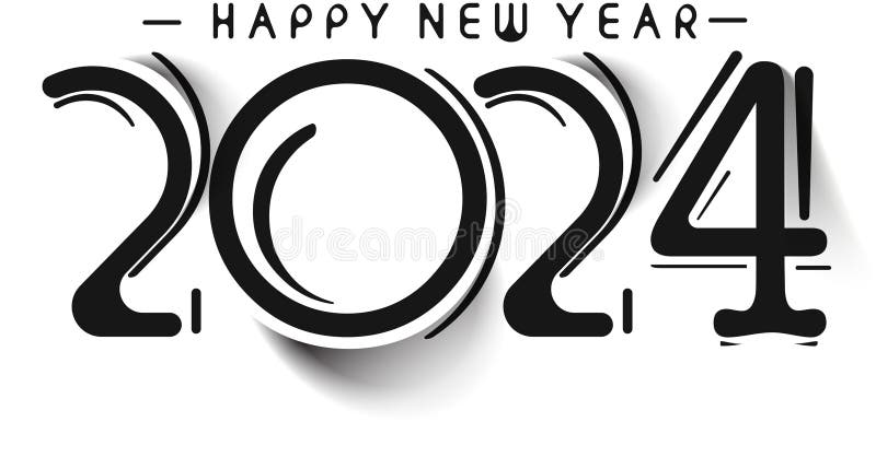 Happy New Year 2024 Text Typography Design Element flyer, banner design vector illustration