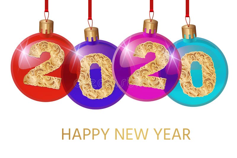 Happy New Year 2020. Vector greeting illustration with golden numbers.background decoration. Greeting card design royalty free illustration Happy New Year 2020. Vector greeting illustration with golden numbers.background decoration. Greeting card design royalty free illustration