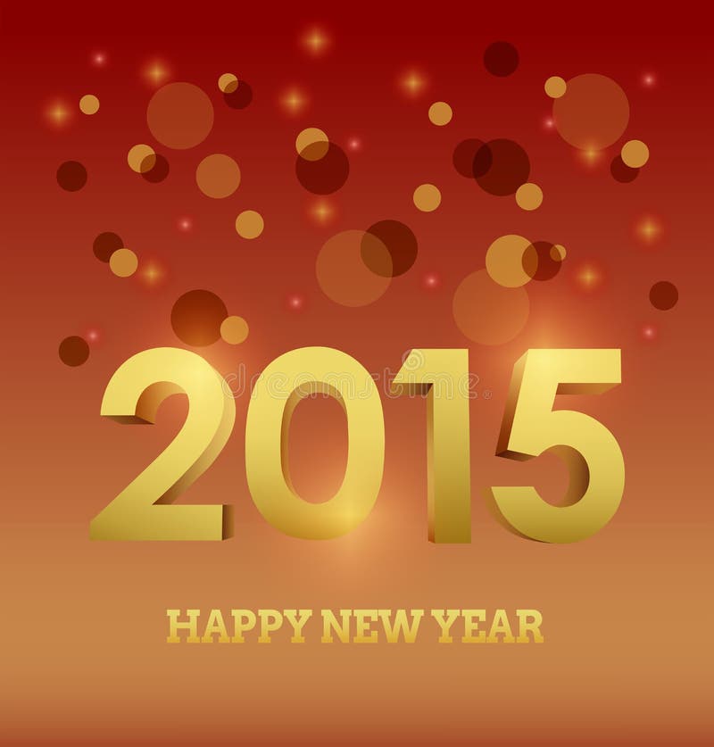 Happy New Year Vector in Yellow and Orange Stock Vector - Illustration