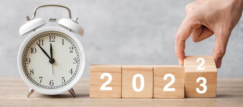 Happy New Year Vintage Alarm Clock Hand Flipping Change To Block Christmas Start Resolution Countdown Goals Plan Action 255255527 