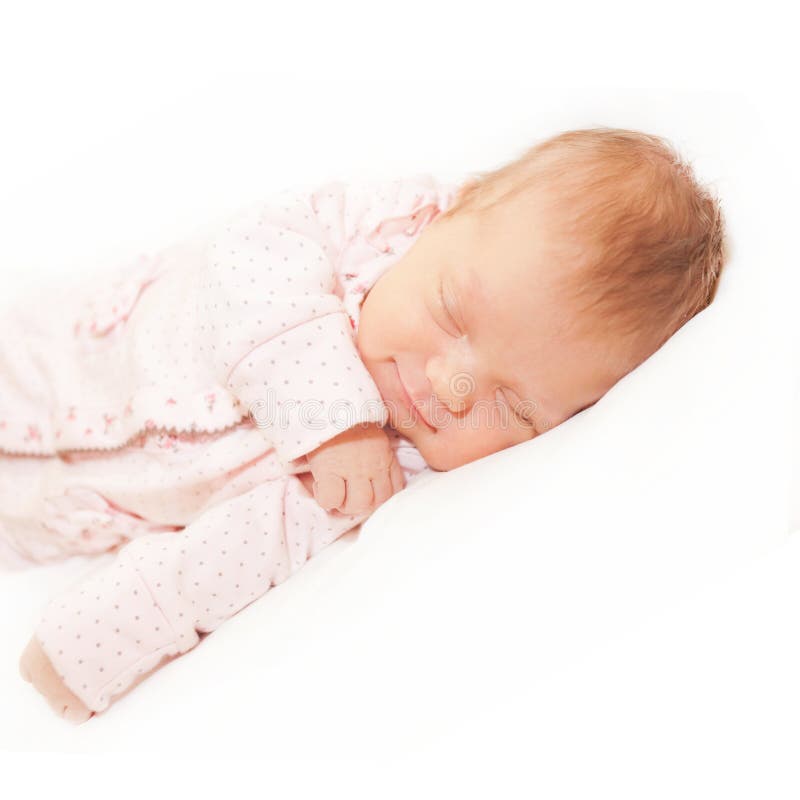 Happy newborn baby sleeping. royalty free stock images Happy newborn baby sleeping. royalty free stock images