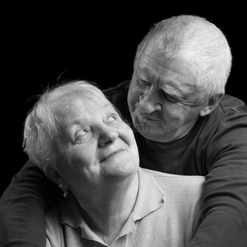 Happy Older Couple On A Black Background Stock Image Image of