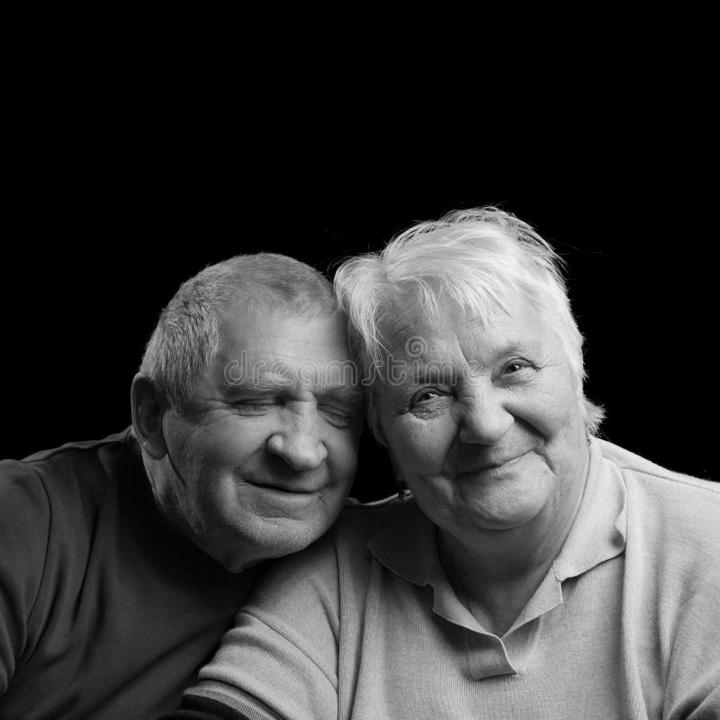 Happy Older Couple On A Black Background Stock Image Image of