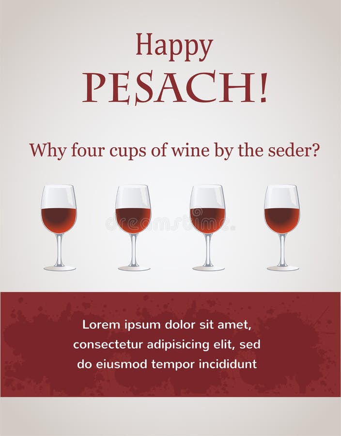 Happy Passover 4 Cups of Wine for Seder Stock Illustration