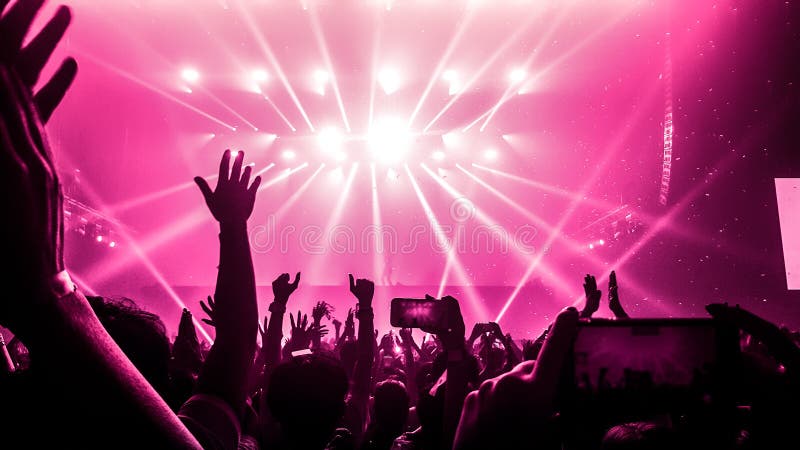 Happy People Dance in Nightclub Party Concert Stock Image - Image of ...