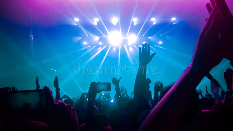 Happy People Dance in Nightclub Party Concert Stock Image - Image of ...