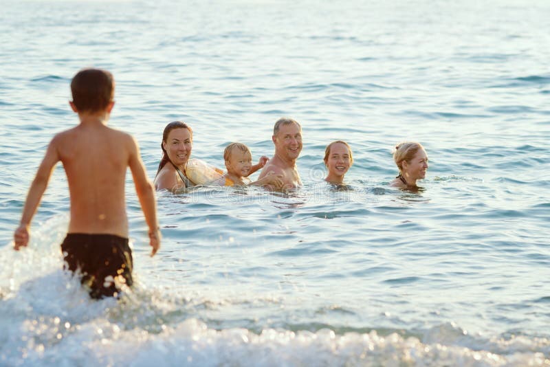 Happy people in the sea royalty free stock photos