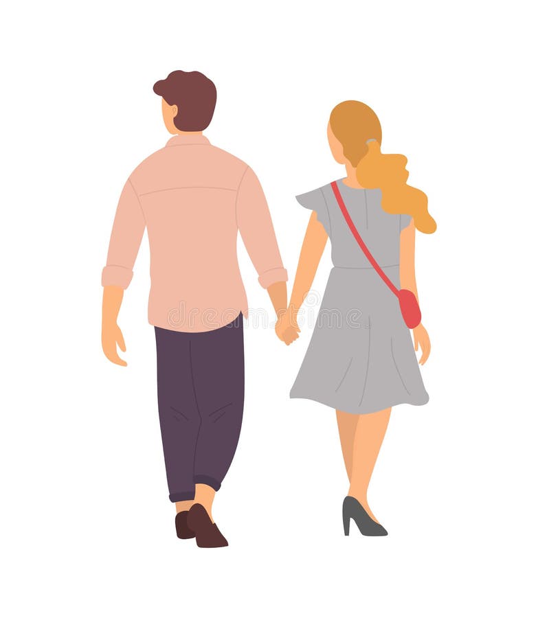Happy People Walk Holding Hands, Back View. Vector Stock Vector - Illustration of husband, holding: 154587993 Happy People Walk Holding Hands, Back View. Vector Stock Vector - Illustration of husband, holding: 154587993