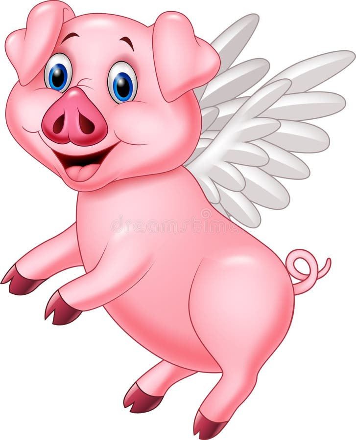 Happy pig flying