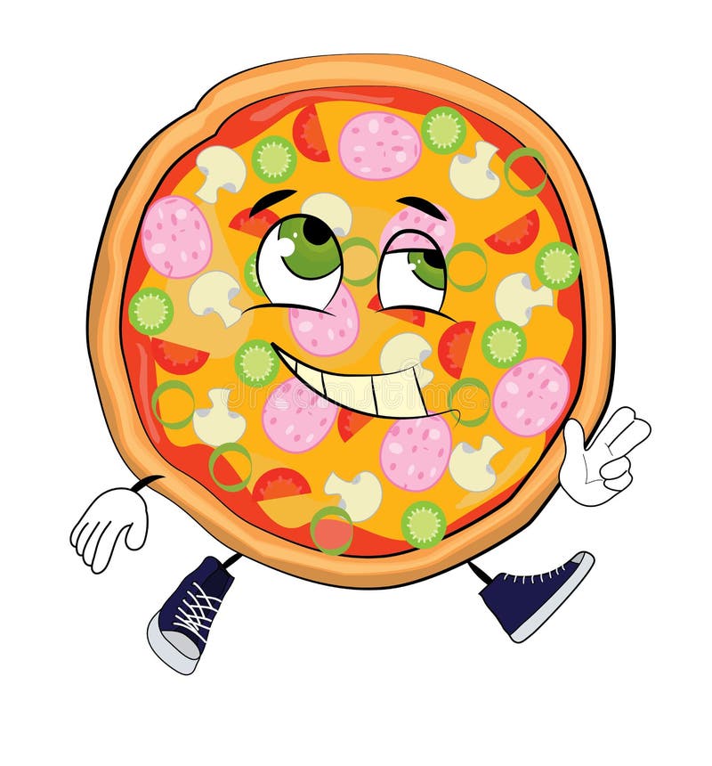 Happy Pizza cartoon stock illustration. Illustration of happy 43528793