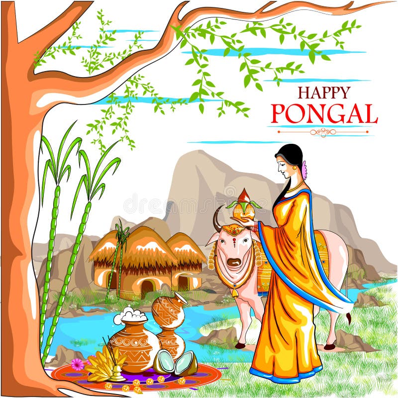 Happy Pongal Festival of Tamil Nadu India Background Stock Vector -  Illustration of design, maangalyam: 168185954