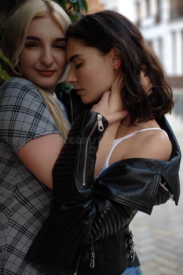 Happy Positive Attractive Lesbian Couple Stock Image Image Of Cool