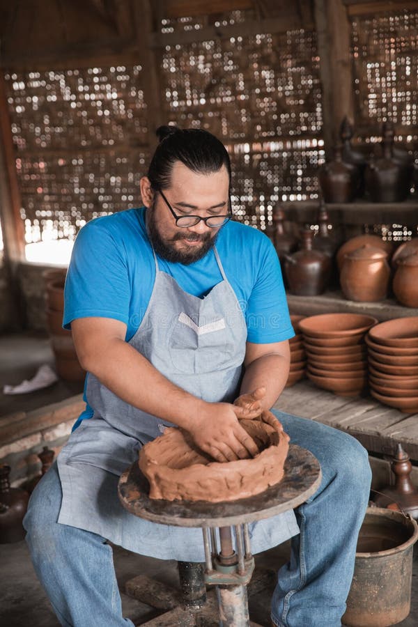 Pottery Maker Creating a Beautiful Ceramic Stock Photo Image of