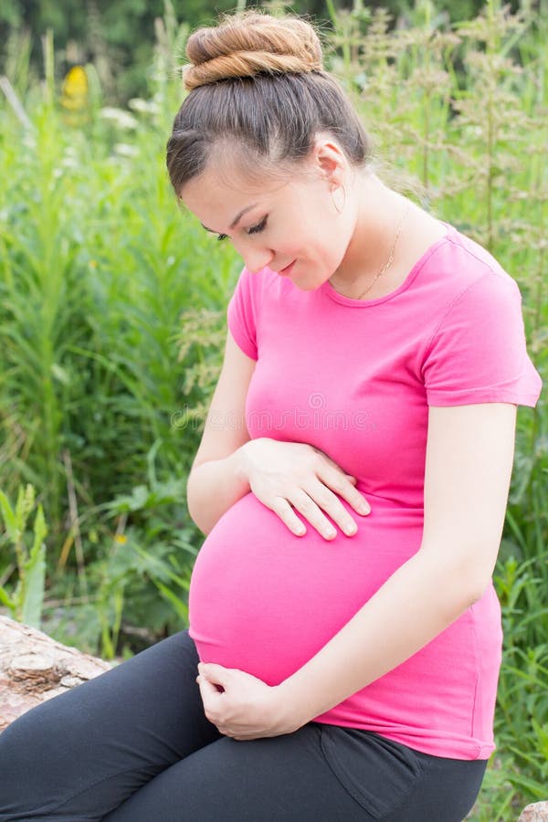 Happy Pregnant Woman With Big Belly Royalty Free Stock