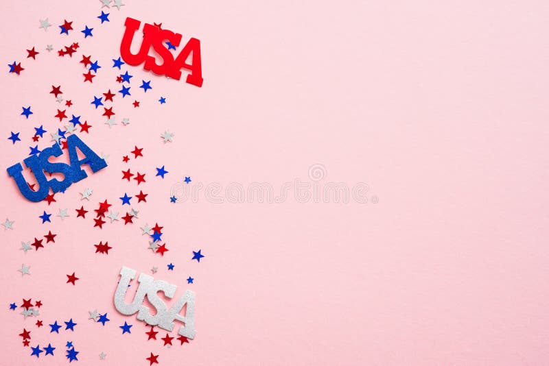 Happy Presidents Day Banner Mockup With Usa Signs And Confetti Usa