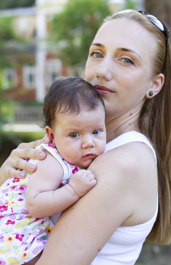 Happy Protective Mom Stock Image Image 32830841