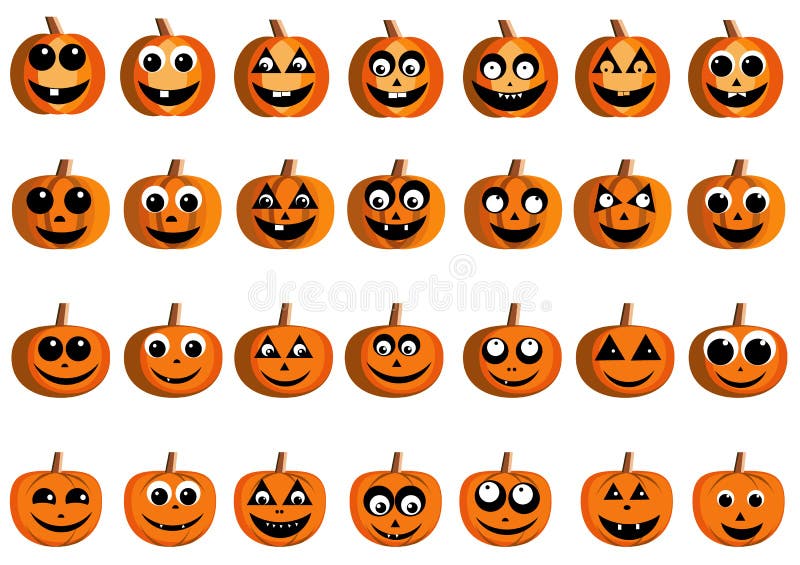 Happy pumpkin faces stock vector. Illustration of tooth - 11415367