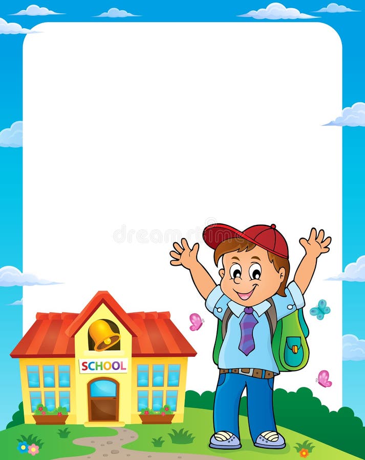 Happy pupil boy theme frame 1 royalty free illustration