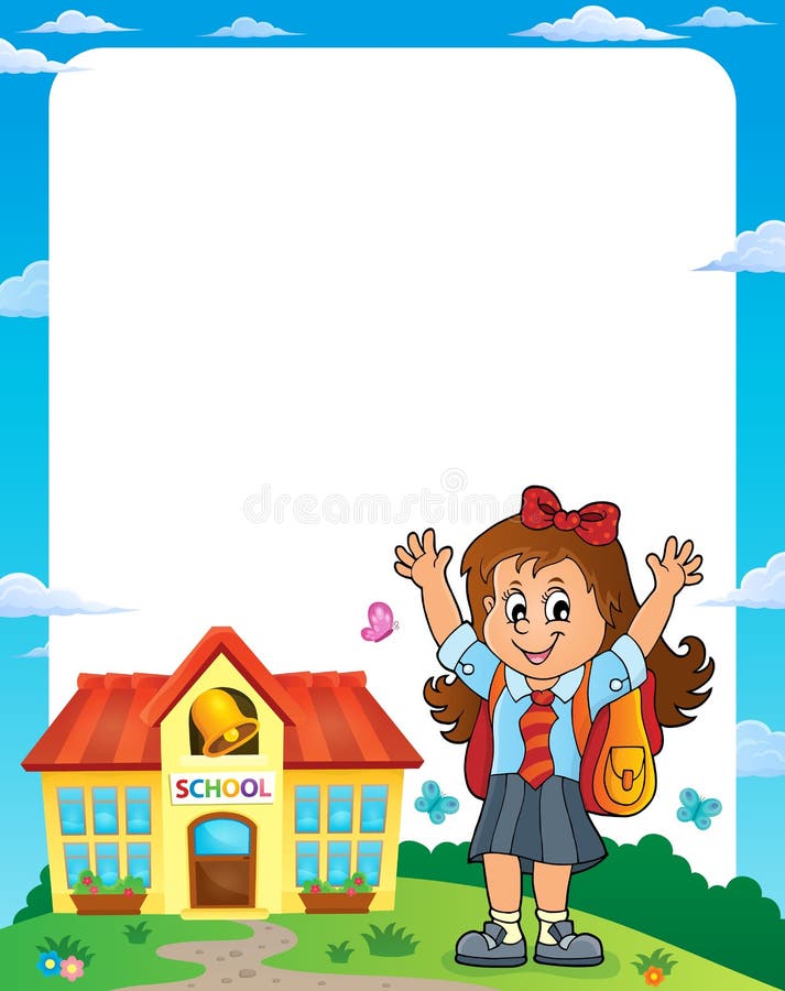 Happy pupil girl theme frame 1 royalty free illustration