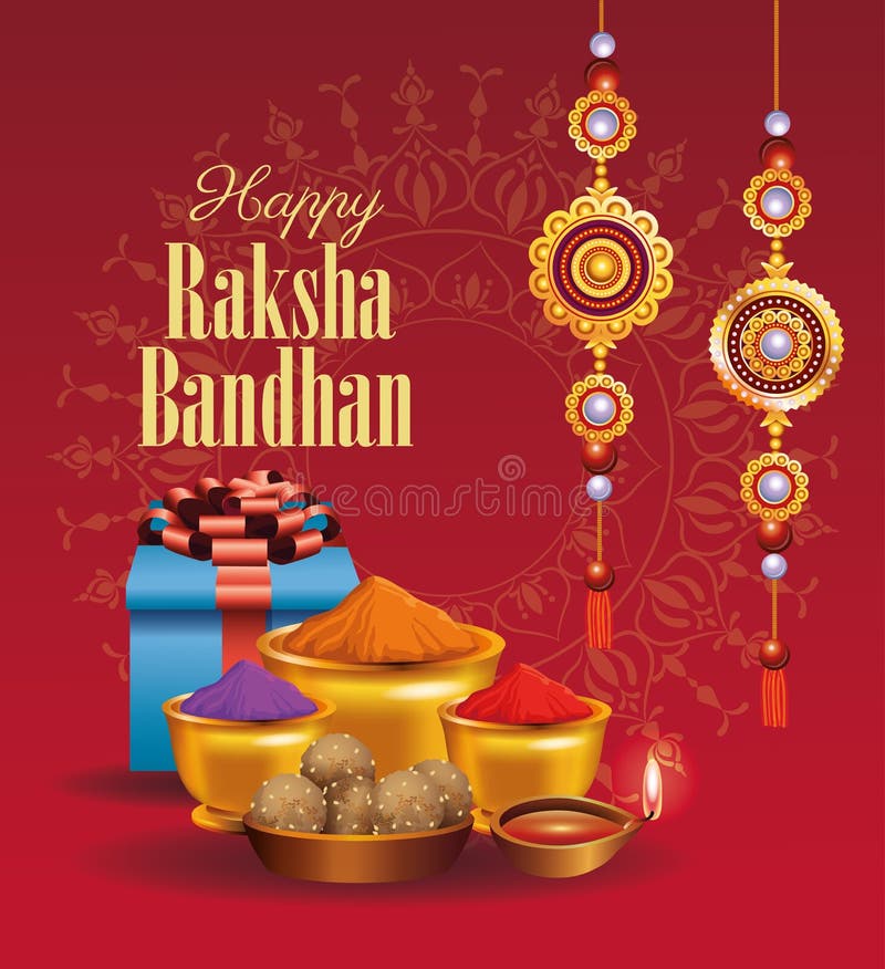 Happy Raksha Bandhan Celebration with Floral Decoration and Powder ...