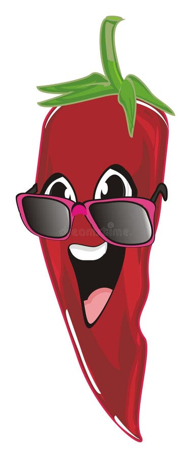 Isolated Hot Pepper Cartoon With Sunglasses Stock Illustration ...