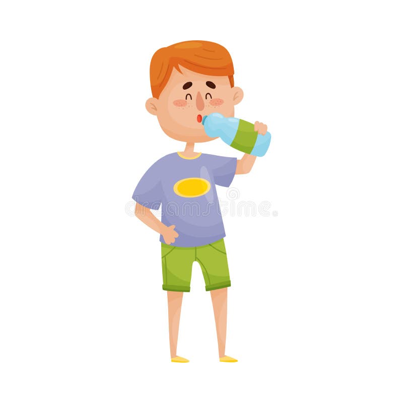 boy drinking water illustration