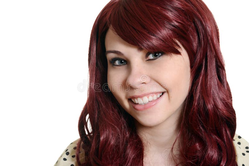 Happy red head teen headshot