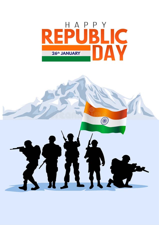 Happy Republic Day Day India. January 29. Vector Illustration of Indian Army  with Flag Stock Vector - Illustration of background, flyer: 207413249
