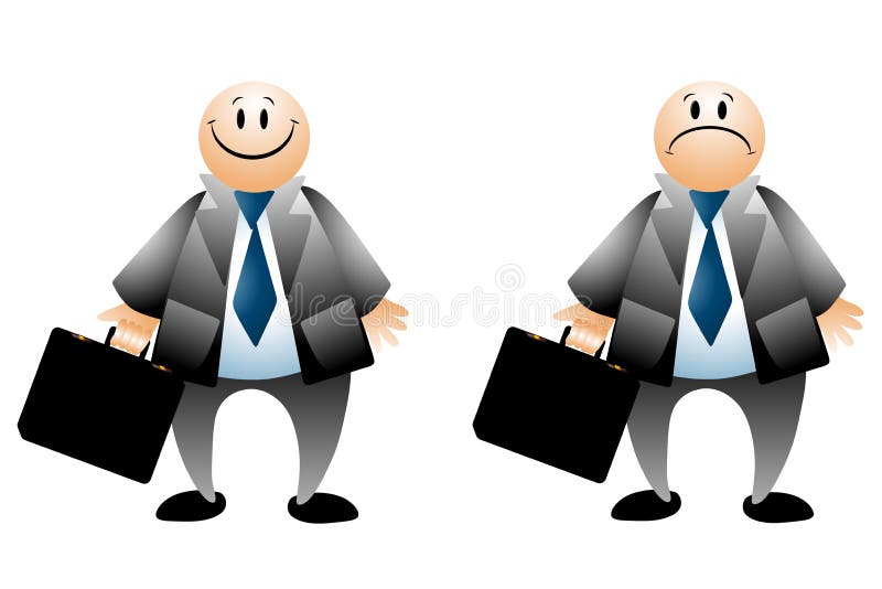 Happy Sad Businessman Cartoons royalty free illustration Happy Sad Businessman Cartoons royalty free illustration