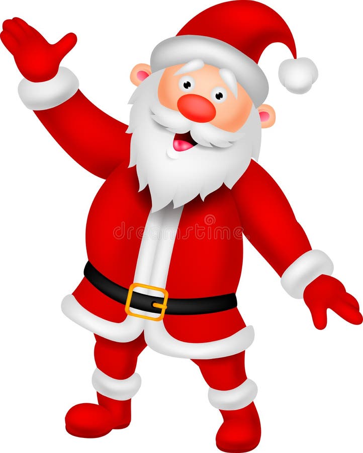 Happy Santa Cartoon Waving Hand Stock Vector - Illustration of gesturing,  character: 33242744