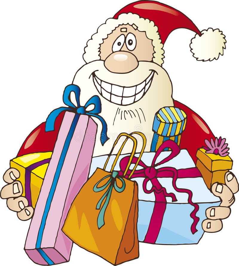 Happy Santa Claus with Presents Stock Vector - Illustration of smile ...